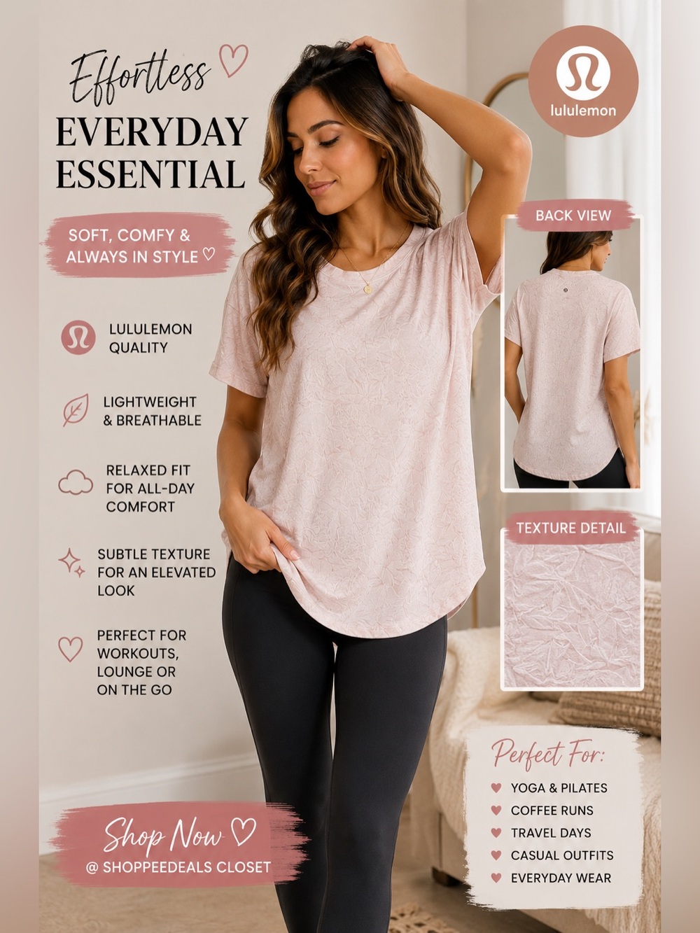 Lululemon Love Crew T-Shirt Summit Wash Smoky Topaz – Size 14
